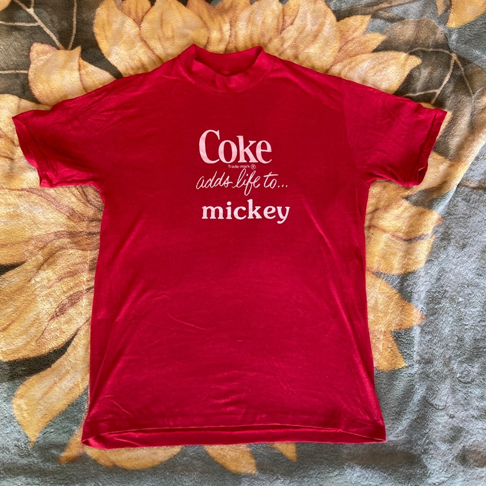 Vtg CocaCola Coke Mickey Disney Single Stitch T L